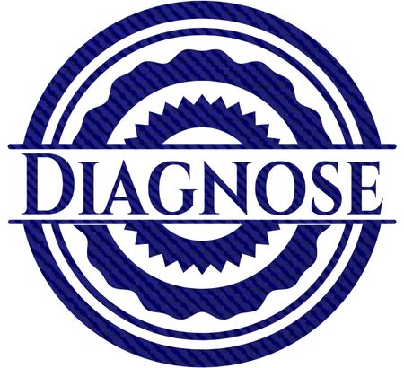 Diagnose emblem with jean background