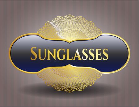 Sunglasses gold badge or emblem