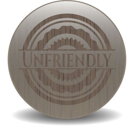 Unfriendly wooden emblem. Retro