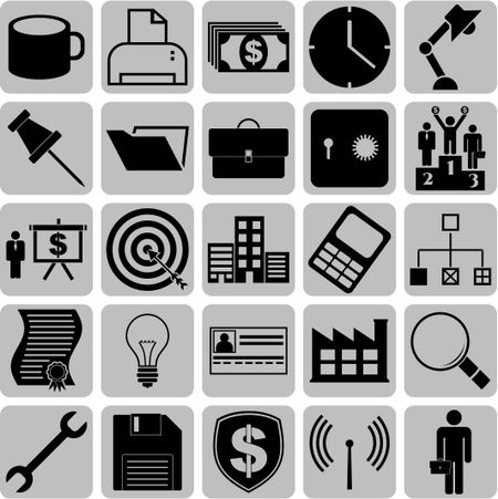 business icon set. 25 icons total. Set of web Icons.