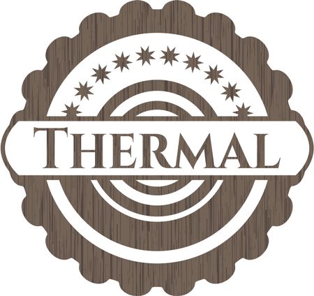 Thermal retro style wooden emblem
