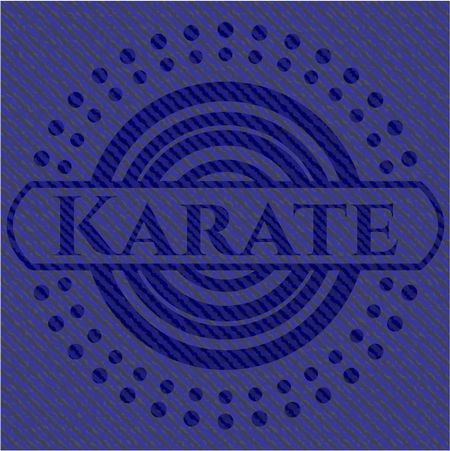 Karate emblem with denim high quality background