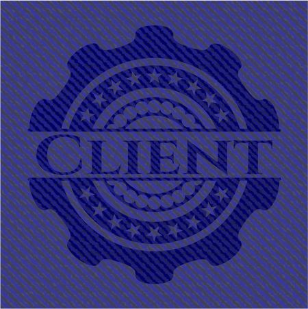 Client emblem with denim high quality background