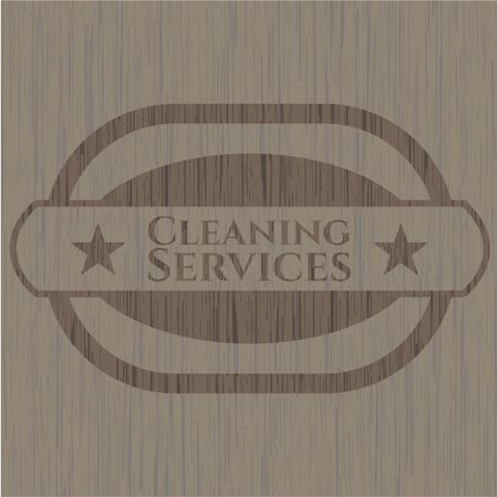 Cleaning Services retro style wooden emblem