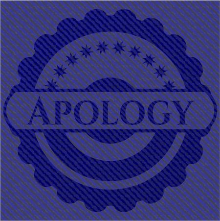 Apology badge with jean texture