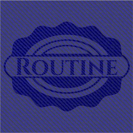 Routine emblem with denim high quality background