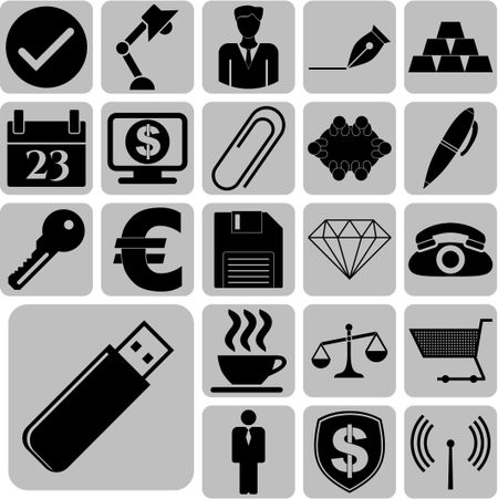 business icon set. 22 icons total. Quality Icons.