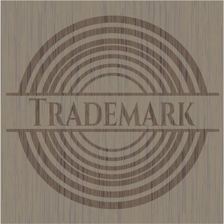 Trademark badge with wooden background