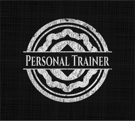 Personal Trainer chalk emblem written on a blackboard