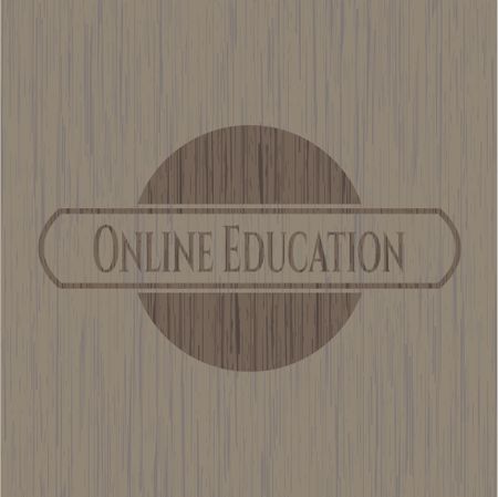 Online Education vintage wood emblem