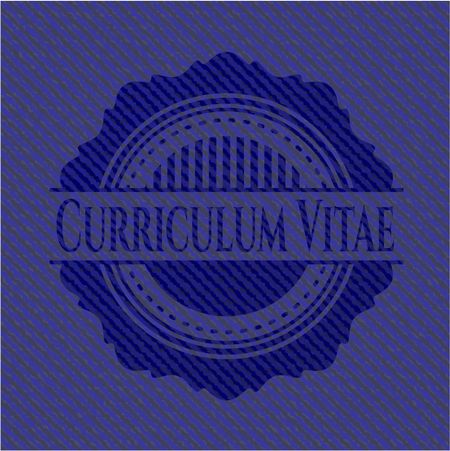 Curriculum Vitae emblem with denim texture