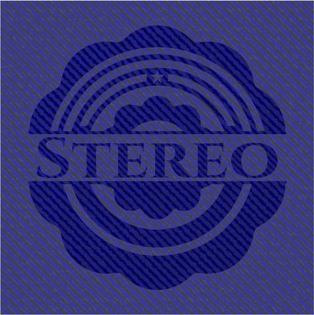 Stereo emblem with jean background