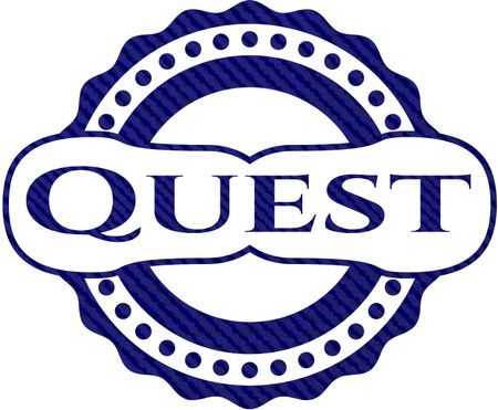 Quest badge with denim background