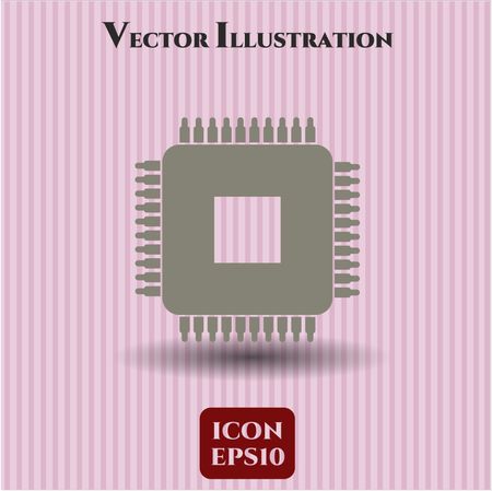 Microchip, microprocessor vector icon