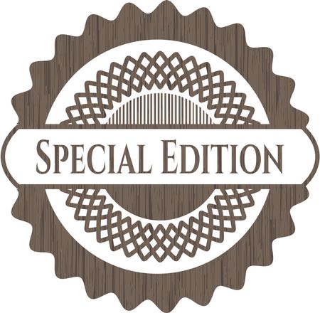 Special Edition badge with wood background