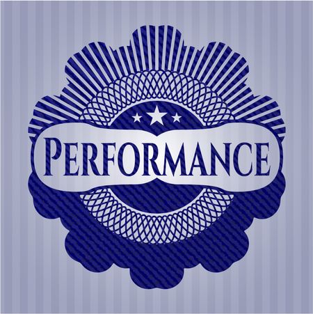 Performance emblem with jean texture