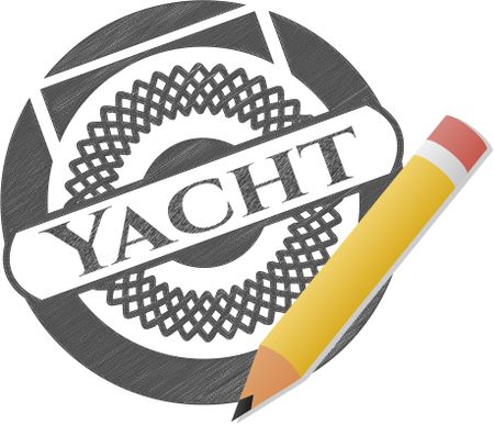 Yacht drawn in pencil
