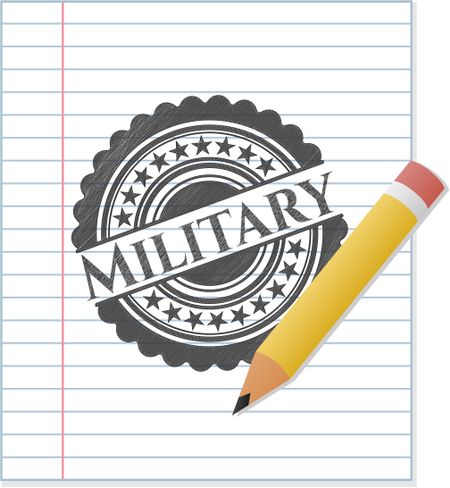Military with pencil strokes