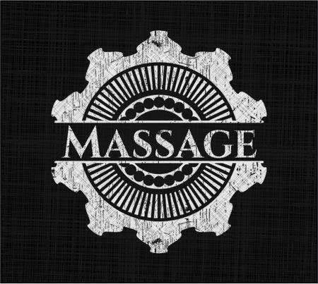 Massage chalkboard emblem on black board
