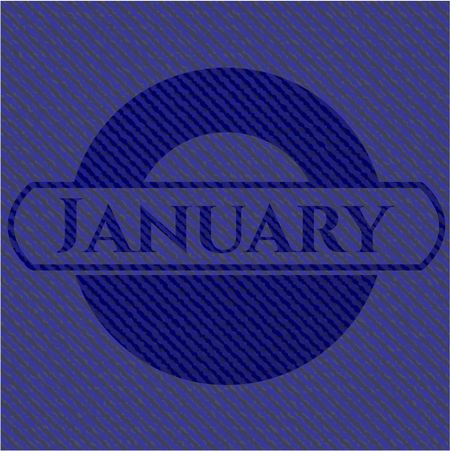 January badge with jean texture