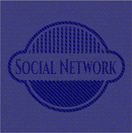 Social Network badge with denim background