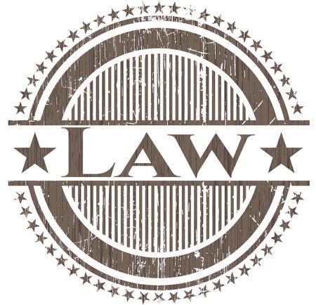 Law realistic wooden emblem