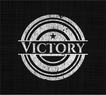 Victory chalk emblem, retro style, chalk or chalkboard texture