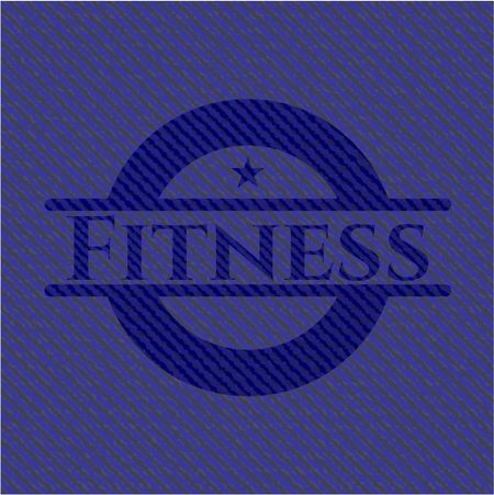 Fitness emblem with denim high quality background