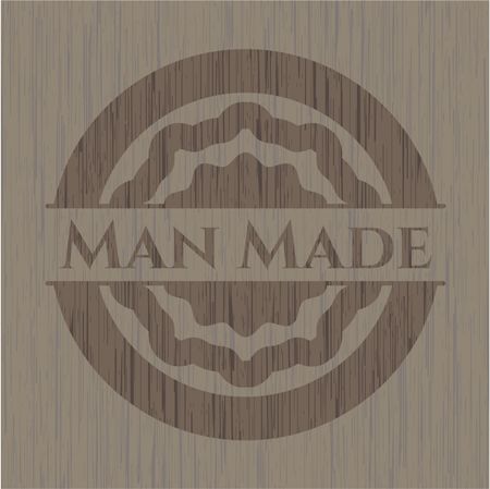 Man Made wooden emblem. Retro
