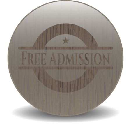 Free Admission retro wood emblem