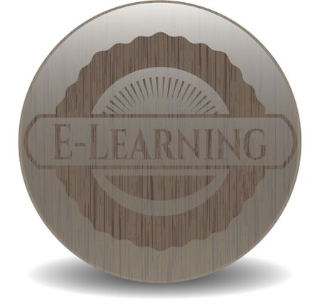 E-Learning retro wood emblem