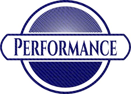 Performance emblem with denim high quality background