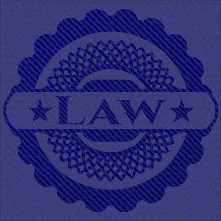 Law emblem with denim high quality background