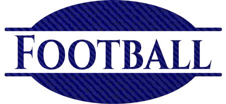 Football badge with denim background