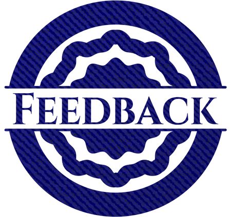 Feedback badge with denim background