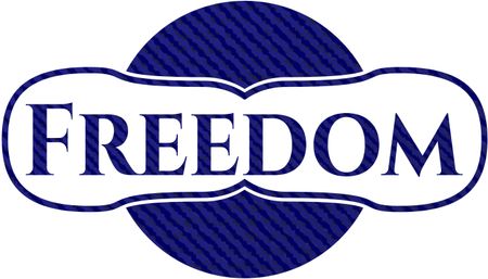 Freedom badge with jean texture