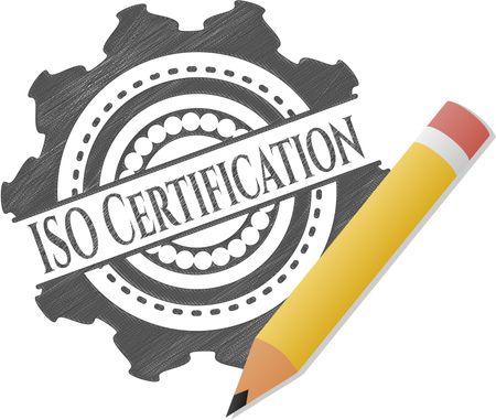 ISO Certification emblem draw with pencil effect