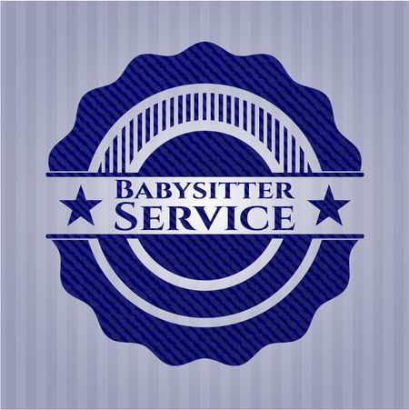 Babysitter Service badge with jean texture