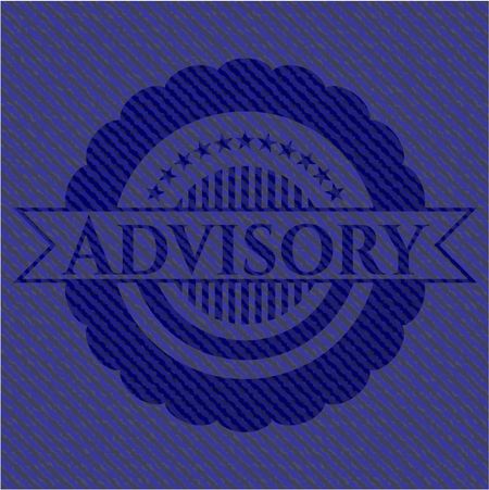 Advisory badge with denim texture