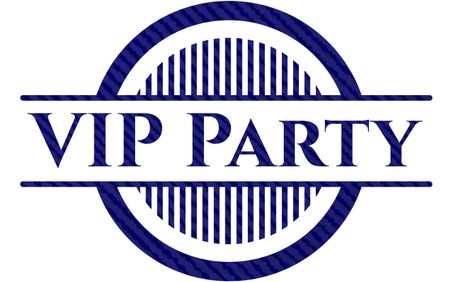 VIP Party badge with denim texture