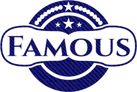 Famous badge with denim background