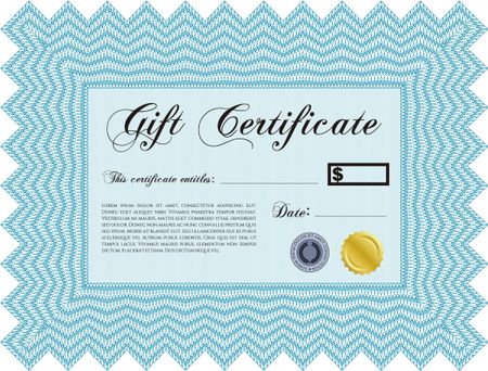 Retro Gift Certificate template. Artistry design. With complex linear background. Vector illustration. 