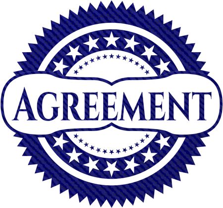 Agreement emblem with denim texture