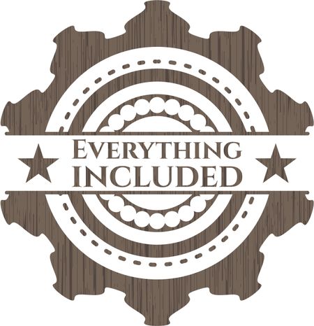 Everything included badge with wood background