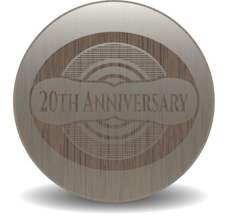 20th Anniversary vintage wooden emblem