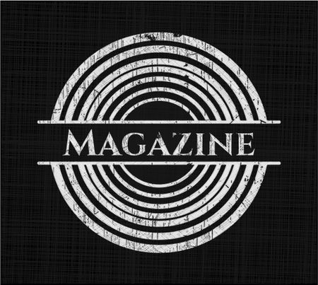 Magazine chalk emblem, retro style, chalk or chalkboard texture