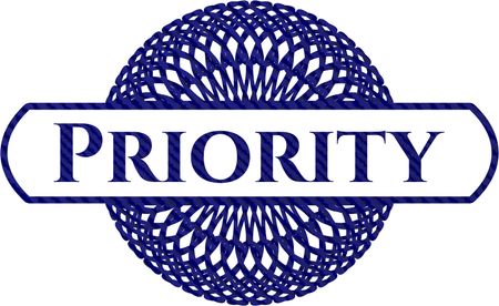 Priority emblem with denim high quality background