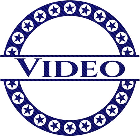 Video emblem with denim high quality background