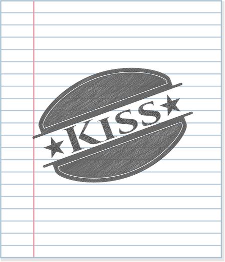 Kiss emblem with pencil effect