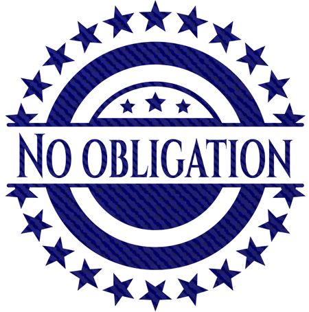 No obligation emblem with jean texture